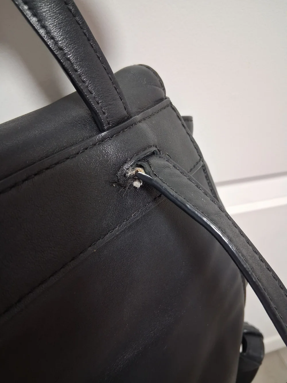 Michael Kors SADIE Black Leather Drawstring Backpack
